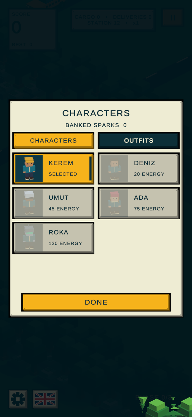 Five couriers, unlocked with banked sparks.